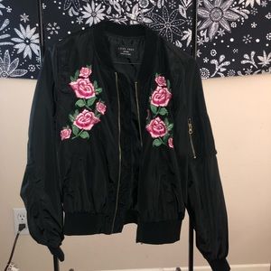 Embroidered Floral Bomber Jacket